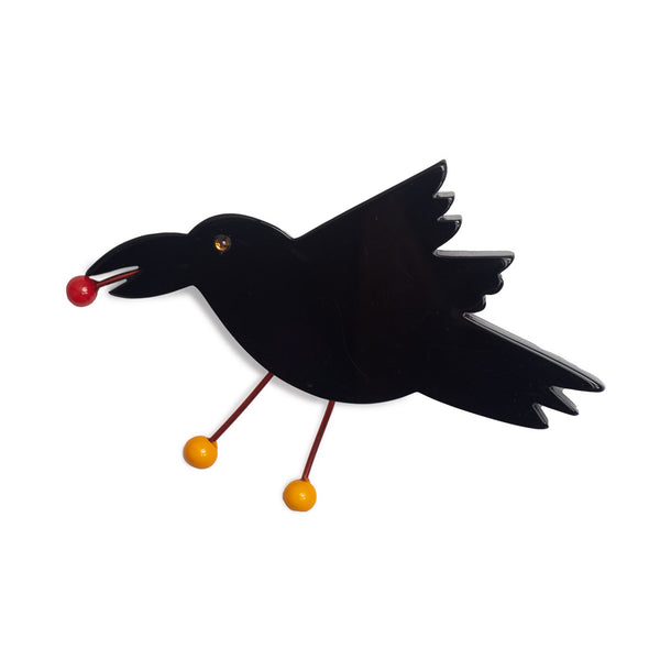 Vintage Jewellery Australia Pavone Black Raven Brooch