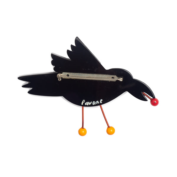 Vintage Jewellery Australia Pavone Black Raven Brooch Back