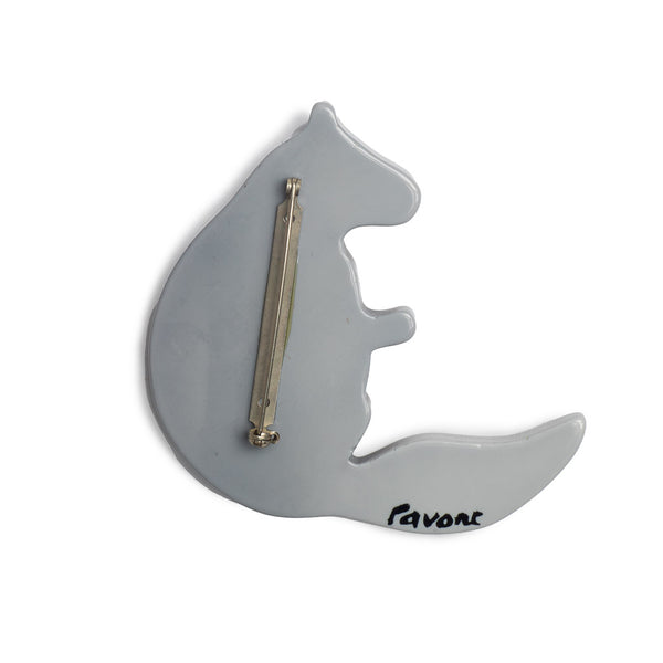 Vintage Jewellery Australia Pavone Grey Racoon Brooch Back