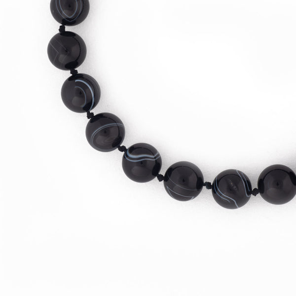 Natural Black Banded Agate Necklace
