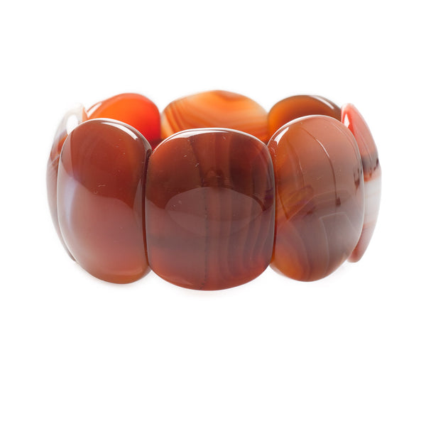 Sardonyx Agate Red and Brown Stretch Bracelet Front