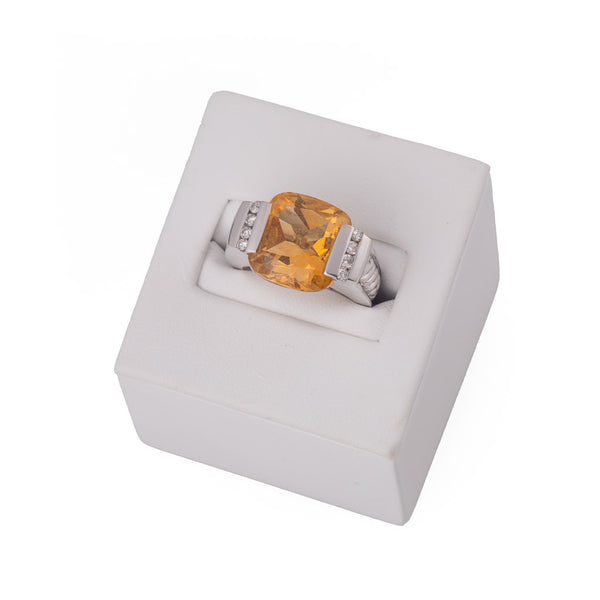 Vintage Ring - Designer David Yurman Citrine Diamond White Gold