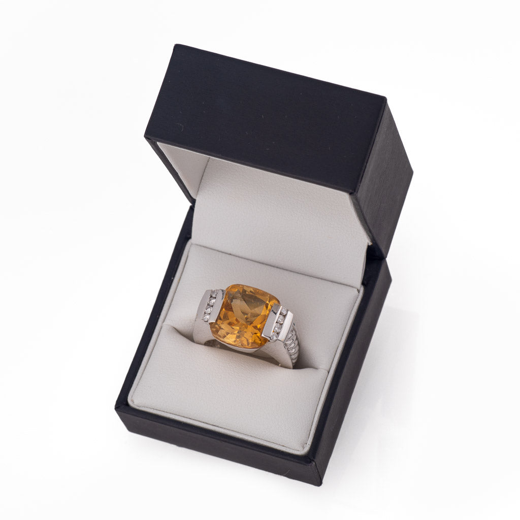 Vintage Ring - Designer David Yurman Citrine Diamond In Box