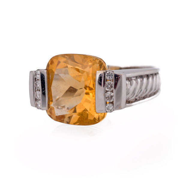 Vintage Ring - Designer David Yurman Citrine Diamond Stone