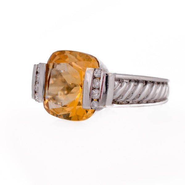Vintage Ring - Designer David Yurman Citrine Diamond Shank