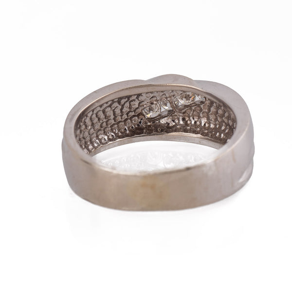 Art Deco Style White Gold Mens & Unisex Diamond Ring Back