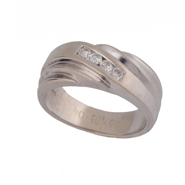 Art Deco Style White Gold Mens & Unisex Diamond Ring Upright