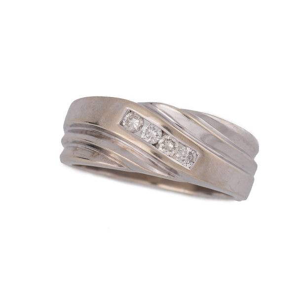 Art Deco Style White Gold Mens & Unisex Diamond Ring 