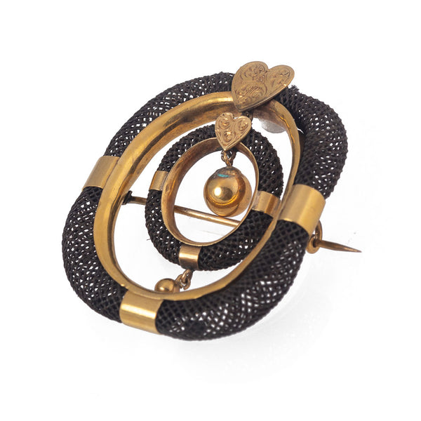 Victorian Mourning Plaited Hair Brooch Side
