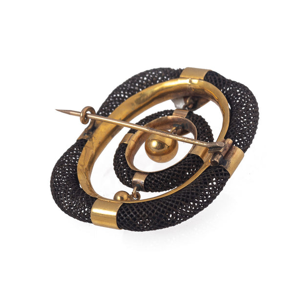 Victorian Mourning Plaited Hair Brooch Pin