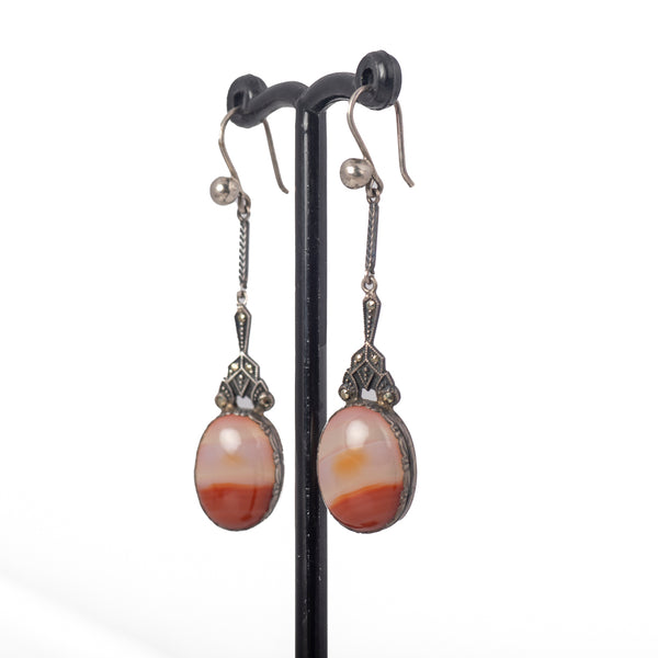 Vintage Drop Carnelian Earrings Side
