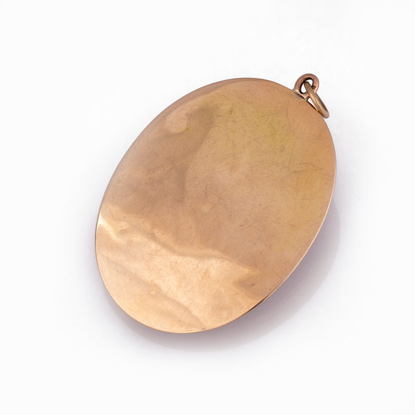 Antique Edwardian Rose Gold Photo Pendant - Back