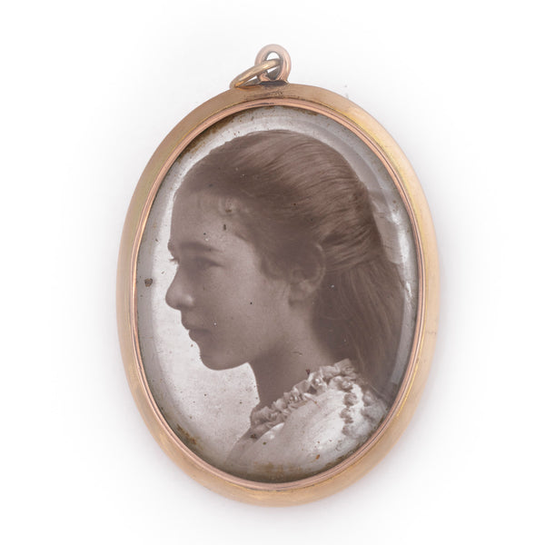 Antique Edwardian Rose Gold Photo Pendant