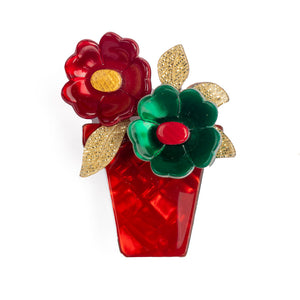 French Lea Stein Colourful Flower Pot Brooch