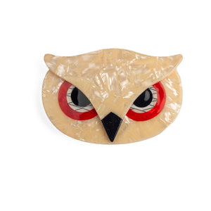  French Lea Stein Athena the Owl Brooch - Cream