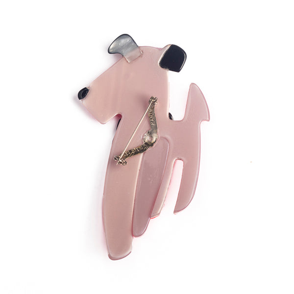 Lea Stein Ric The Dog Brooch - Pink Back