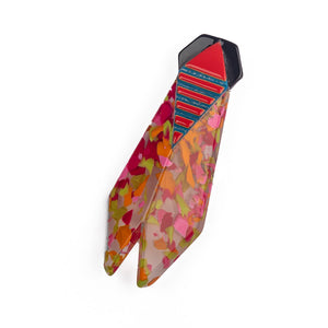 French Lea Stein Cicada Brooch - Multicoloured Design Front