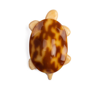 French Lea Stein Tortue Tortoise Brooch - Brown and Beige