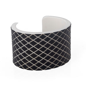 Vintage Black and White Resin Geometric Cuff Bangle