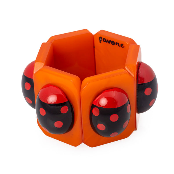 Pavone Lady Beetle Stretch Bangle in Orange Front
